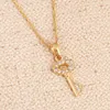 New Fashion Nice Key Pendant Luxury Gold Color Crystal Key Chain Pendant Necklace Elegant Jewelry Accessories For Women