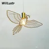 Nordic Design Bird Pendant Light Engraved Sculpture Flying Bird Bedroom Dinning Room Bar Restaurant Hotel Suspension Lamp