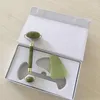 DHL бесплатно Джейд Нажмите Set Gift Box содержит Natural Jade красоты Контейнер Jade роликовый выскабливание доски для лица Массажер