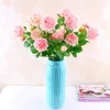 Mode 3 têtes 65*8 cm fleurs artificielles pivoine Bouquet 12 couleurs soie mariée Bouquet vif fausse Rose pour mariage T2I256