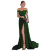 Avondjurken een lijn chiffon off schouder vloer lengte hoge kant split kant elegante lange prom dress formele jurk
