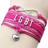 Ny LGBT Gay Pride Charm Armband för kvinnor Män Rainbow Sign Multi-Layer Läder Wrap Bangle Fashion Friendship DIY Smycken Gift