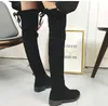 Vente chaude-2019 automne et hiver nouvelles bottes au genou plates avec bottes élastiques sur les bottes hautes à fond plat pour femmes au genou