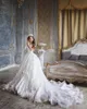 2019 New Lace Ball Gown Wedding Dresses Beaded Art Neck Monique Lhuillier Appliqued Bridal Gowns Sweep Train Long Dress For Bride