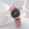 Bekijkt vrouwen Leisure Fashion Polshorwatch Leather Band Girl Student Analog Quartz Ronde polshorloges Rhombus Crystal Ladies Watch