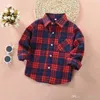 Bebek Erkek Kız% 100% Pamuk Bluz Toddler Uzun Kollu Gömlek Çocuklar Ekose Gömlek Moda Kore Stilleri Tasarımcı Giyim YL829 Tops