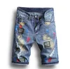 Nya Summer Mens Holes Denim Shorts Fashion Men Denim Jeans Slim Straight Pants Trend Mens Byxor