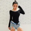 2019New Hot Ladies Sexy Barboteuse T-shirt Femme Blouse À Manches Longues Combinaison Body Dos Nu Combinaison Sexy