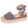 Hot Sale-Girls صنادل كبيرة Flatform ليوبارد إسفين كعب 6-8 سم مقاس 35-41