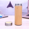 Garrafa de água de aço inoxidável de bambu 360 ml 420ml garrafa de viagem de café com infusador de chá LJJOA63239105953