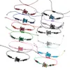 Bohemian 12pcs/lot Turtle Animal Charms Braided Bracelet for Women Child Crystal Bead Adjustable Rope Chain Yoga Anklet Jewelry