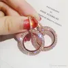 Novo design criativo jóias de alta qualidade elegante brincos de cristal redondos e brincos de prata brincos de festa de casamento para mulher GB1457
