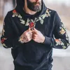 Hip-hop Mens Hoodie Sweatshirt Sweater Hooded Tops Jacket Coat Outwear Pullover Men Casual Hot Flower Hoodies Top Clothing