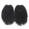 140g African american jet black Afro Puff Kinky Curly ponytails human hair extension natural curly updos pony tail hairpieces