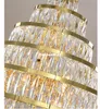 ترف الذهبي الفولاذ المقاوم للصدأ D60cm H100CM LED كريستال قلادة الأنوار E14 Luminarias غرفة الطعام الدرج قلادة مصباح الإضاءة