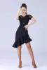 Scene Wear Black Latin Dance Fashion 2022 Women Costum Set Dress Salsa Samba Kort ärm spetsklänningar