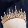 Princesa Corona alta Tiara Diamante de imitación Boda Nupcial Diadema de cristal Reina Tocado Joyería Fiesta Baile Chica Sombreros Joyería Oro Lujo