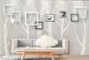 壁のための壁紙3 dのための壁紙のためのモダンなミニマリストの枝シルエットフォトフレームアートテレビの背景の壁