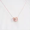 New Titanium Steel Rose Diamond Rome Digital Double Button Short Necklace326e