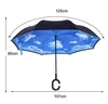 C-hand omvända paraplyer Vindtät omvänd dubbelskikt inverterat paraply inuti sig självstativ vindtät paraply 40 stilar EEA1680