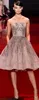 Sparkling Sequin Beaded Short prom dresses With strapless A Line Organza Skirt Knee Length Formal Evening Dresses 2020247I