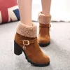 35-41 Platform Boots Women Snowboots Red Boots Heels 8CM Outdoor Warm Comfortable Womens Winter Boots Botas Plataforma Mujer