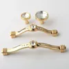 128mm fashion deluxe glass pull crystal win cabinet dresser door handle 96mm rhinestone kitchen drawer knob gold handles