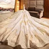 Mingli Tengda Luxury Cathedral Train Ball Gown Wedding Dresses Lace Beads Long Sleeve Dream Princess Wedding Dress vestido de novia