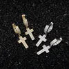 Nouveaux hommes croix breloque boucles d'oreilles Ice Out cubique Zircon or argent couleur Couples boucle d'oreille Rock Street Hip Hop bijoux pour cadeau