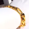 10 mm a filo spessa fine Miami figaro a catena bracciale made maschile da uomo da 18 k in oro massiccio di gioielli autentici per finitura autentica203o