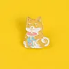 Cartoon Katze Milch Tee Broschen Niedlichen Tier Trinken Milch Tee Emaille Pins Rucksack Tasche Taste Abzeichen Schmuck Kinder Geschenk