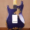 Custom John Cruz John Mayer MasterBuilt Heavy Relic Metallic Blue Sparkle ST Electric Guitar Vintage Kluson Tuners Aged Chrome 7586749