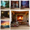 Vintage Rustik Bokhylla Tapestry Stor Eldstad Ocean Wall Hängande Tapiz Tree Dorm Room Tenture Väggmålning
