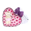 Bloem Zeep Rose Zeep Hart Geurend Bad Lichaam Bloemblaadje Rose Flower Bear Doll Case Bruiloft Decoratie Cadeau Festival Box #LR41274V