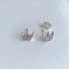 Elegant Crown CZ Diamond Stud Earring Luxury Designer 925 Sterling Silver Rose Gold Plated High Quality Lady Stud Earrings Original Box Set