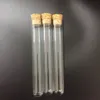 200 sztuk / partia 18mm * 180mm Laboratorium Dostaw Tubka Szklana Tubka z Cork Round Bottom Cigar Packaging Tube Glassware Glassware