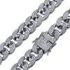 Or blanc 18 carats Glacé CZ Zircone Miami Bracelet à maillons cubains 10 14 18 mm Rappeur Hip Hop Curb Bijoux Cadeaux pour garçons Who308S