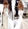 2020 Ny Ankomst Vit Lace Bohemian Mermaid Bröllopsklänningar Beach Country Wedding Dress Bridal Gowns Vestidos de Novia