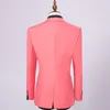Slim Fits Peach Red Man Works Business Suit Prom Blazer Coat Gilet Pantaloni Set Smoking da sposo K 85