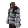 디자이너 여자의 가짜 모피 코트 럭셔리 무성한 겨울 따뜻한 의류 패션 여성 명암 색상 카디건