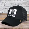 Летняя шляпа дальнобойщика с застежками и вышивкой животных для взрослых Мужские женские регулируемые изогнутые бейсболки Дизайнер Sun Vi7430400