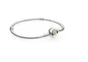 Bracelets en argent sterling pour femmes, bracelet rond blanc micro pavé, logo estampé pour breloques paneuropéennes, perles, bijoux avec boîte W245