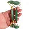 100% naturale pura viso Jade Roller No Noise Puffy Maniglia Aventurine Jade Roller verde con del silicone della spina