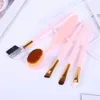 5 pièces/ensemble pinceaux de maquillage en fibres artificielles rose or violet bleu brosse à la main outils de beauté multifonctionnels livraison gratuite 100