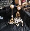 Mode-Cour Birdcage Asymétrique Longues Boucles D'oreilles Perle Douce Gland Irrégulière Clips D'oreille Boucles D'oreilles E1817