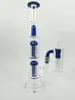 32 cm de haut, taille de joint de 14 mm, bong en verre, conduite d'eau en verre, plate-forme pétrolière bleue