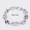 Bracelet en CZ glacé pour hommes, qualité haut de gamme, 10mm, 7 pouces, couleur or argent, bijoux Punk, cadeaux