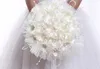 Pearl Silk Bridal Bouquet Romantic Rose Hand Flowers Ribbon Wedding Bridesmaid Floral Decoration