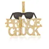 Europa und Amerika Hot Fashion Gelbgold vergoldet Voll CZ Sonnenbrille Anhänger Halsketten für Männer Frauen Hot Hip Hop Schmuck Geschenk