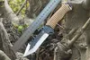 Coltello dritto da sopravvivenza all'aperto 440C Lama Tanto satinata Full Tang Manico in paracord Coltelli a lama fissa con fodero in pelle